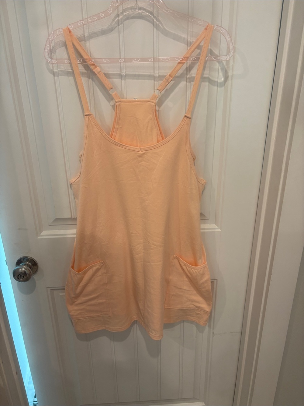 Peach Women's Casual Tank Dress with Pockets